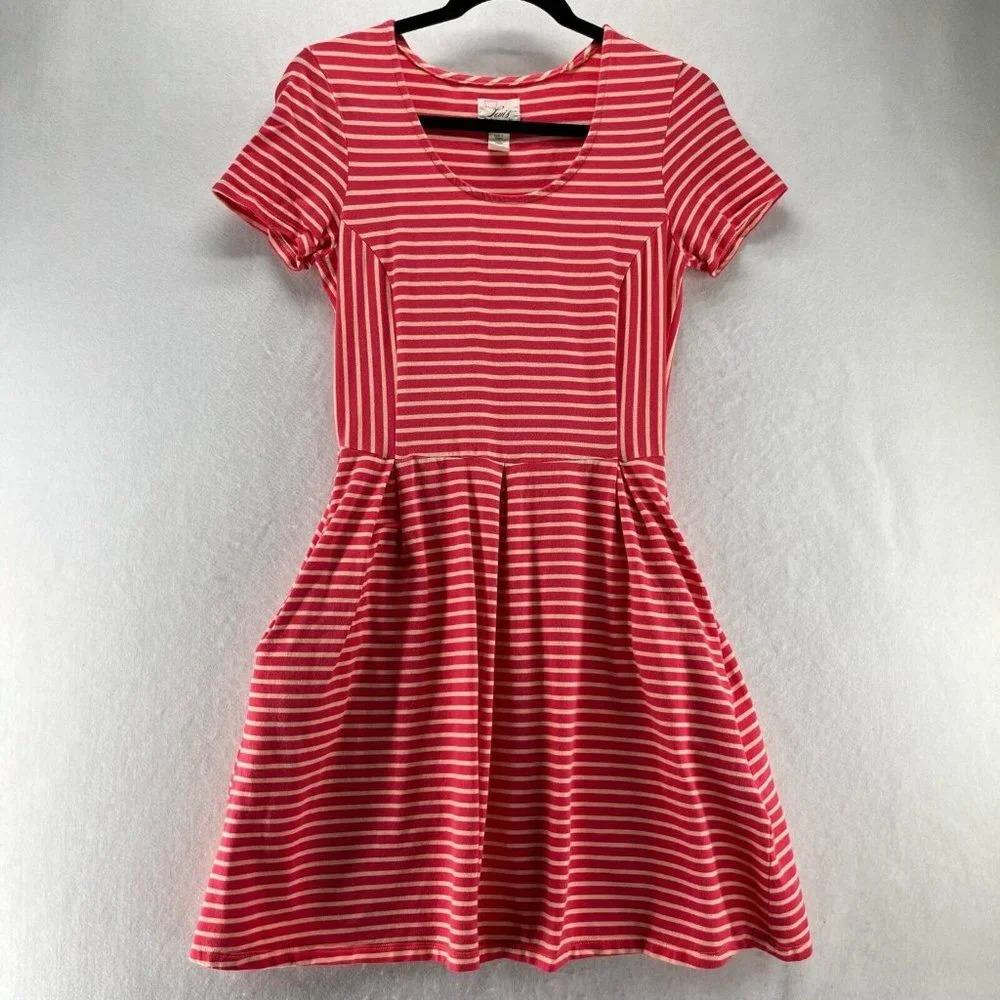 Levi's Dress Size XS A-Line Mini Striped Scoop Neck Short Sleeve Cotton Orange - Picture 1 of 13